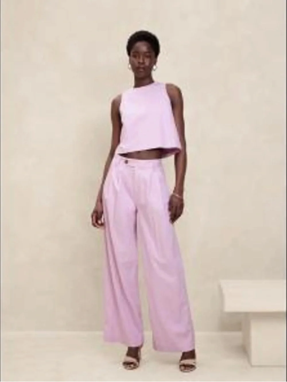 Banana Republic Linen Blend Wide Leg Pleated Trousers